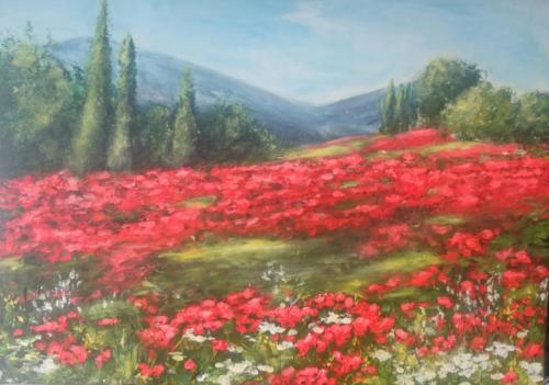 Tuscany poppyfield by Fiona Roche